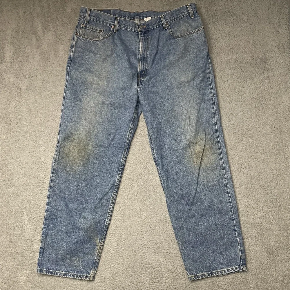 Vintage Levi's 468 Jeans Mens 42x30 Light Blue Relaxed Straight Denim Pants VTG